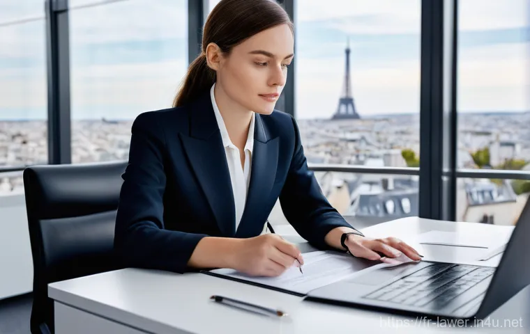 변호사 실무 초보자 팁 - **Prompt:** A group of diverse, young professional French lawyers, both male and female, networking ...