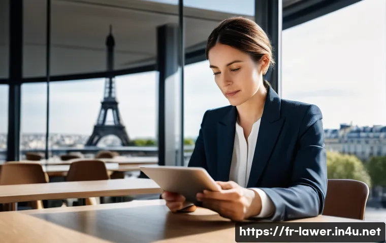 변호사 자격증 활용으로 법률 컨설팅 사례 - **Prompt:** A dynamic, wide-angle shot in a sunlit, modern Parisian co-working space. A sophisticate...